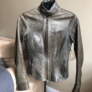 Olive Green Leather Coat